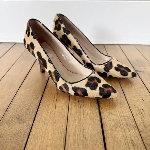 Boden Leopard Calf Hair Pointed Toe Pumps Heels 37 / 7 - Picture 2 of 9
